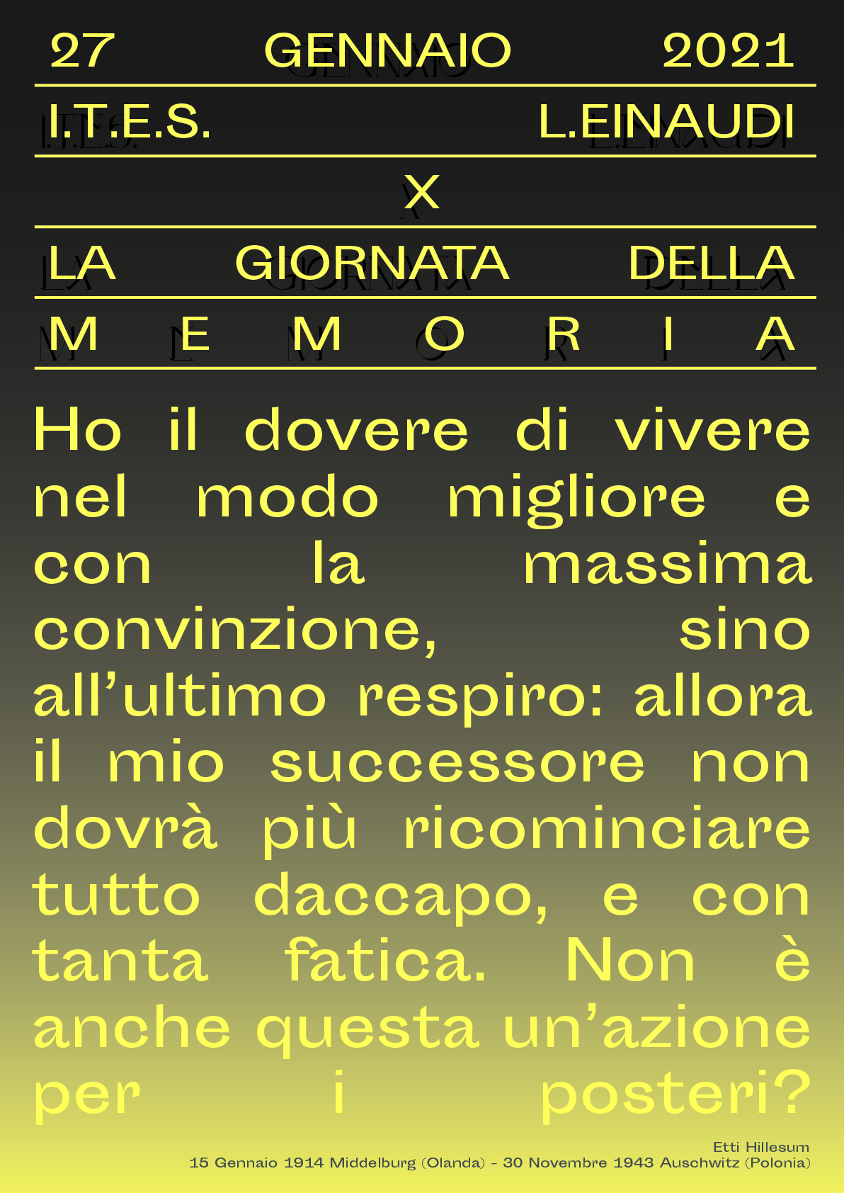 Calendario civile ITES Einaudi Giornata della memoria - ITES Luigi Einaudi